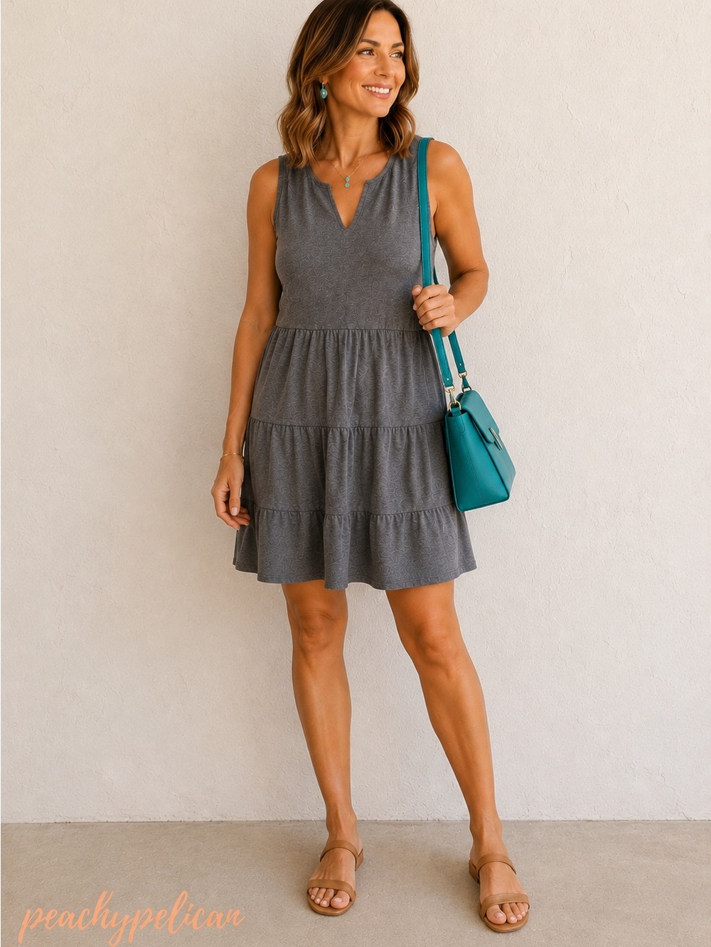 Maurices Gray Tiered Babydoll Sleeveless Dress Size Small Causal Everyday